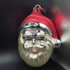 VTG Department 56 Mercury Glass 9" Santa Face Ornament With Box & Tags
